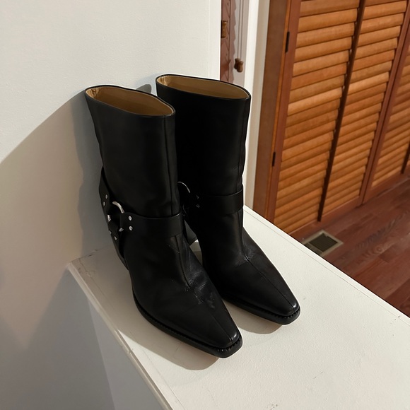 Rag & Bone black buckle short heeled boots - Picture 2 of 8